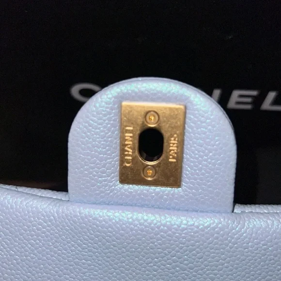 RESERVED Chanel my perfect Mini Square 21k Iridescent Light Blueadjustable chain - Picture 5 of 13